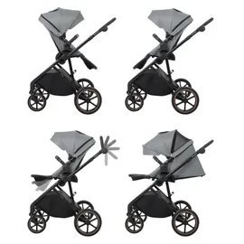 KIKKABOO Kinderwagen Thea 2 in 1 EVA-Räder verstellbarer Schiebegriff Babywanne grau