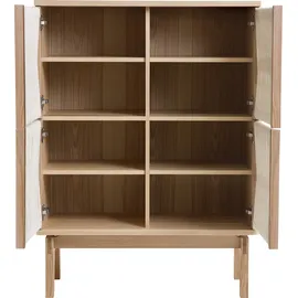 WoodMan Highboard WOODMAN "Lidia", braun (eichefarben), B:90cm H:122cm T:45cm, Sideboards, Highboard, Stauraumschrank, Türenfronten aus geflochtenem Hanfseil, Breite 90 cm