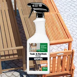 WEPOS Teak & Hartholz Reiniger, 750 ml, Auffrischung & Reinigung, für Hartholz & Rattanmöbel, Außenbereich