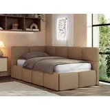 MKS JUGENDBETT ARVO 90/200 - Braun Kunstleder - Foam-Matratze - Links Seite