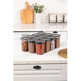 hermiaconcept Vorratsdosenset anthrazit 10 x 10 x 16,5 cm 1,2 l 12-teilig
