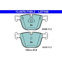 ATE 13.0470-7169.2 Bremsbelagsatz, Scheibenbremse ATE Ceramic