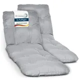 Beautissu 2X Auflage Sonnenliege Deckchair Liegenauflage 190x60 cm Flair RL – 8 cm Dickes Polster für Sonnenliege Liegestuhl Auflage für Gartenmöbel Hellgrau