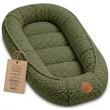 Totsy Baby Babynest Nestchen Baby aus boucle - Babynestchen Neugeborene Nest für Kinder Bett und Babybett tragbar Kuschelnest Coccon für Jungen und Mädchen Olivgrün