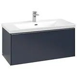 Villeroy & Boch Subway 3.0 Waschtischunterschrank C569L0VQ 97,3x42,9x47,8cm, mit LED/Griff Aluminium glänzend, marine blue