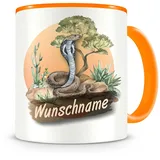 Samunshi® Kindertasse mit Namen Tasse Kobra Schlange Personalisierte Tasse mit Namen Kinder Kinderbecher mit Namen Kindergarten orange 300ml