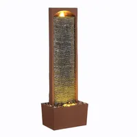 Teamson Home - Moderner Outdoor Wasserfallbrunnen Rotstein mit led
