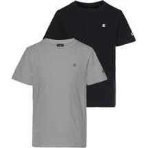 Champion Jungen, Legacy Basics B 2-Pack Crewneck T-Shirt Schwarz/Hellgrau Melange, 13-14 Jahre EU - 13-14 Jahre