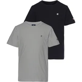 Champion Jungen, Legacy Basics B 2-Pack Crewneck T-Shirt Schwarz/Hellgrau Melange, 13-14 Jahre EU - 13-14 Jahre