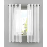 Yasmin 2er Set Ösengardinen HxB 175x140 cm Weiß Transparent »Basel« Gardine Bleiband Store Vorhang, 20332TR2