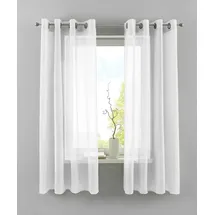 Yasmin 2er Set Ösengardinen HxB 175x140 cm Weiß Transparent »Basel« Gardine Bleiband Store Vorhang, 20332TR2