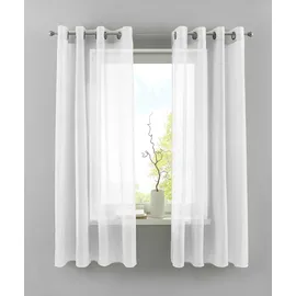 Yasmin 2er Set Ösengardinen HxB 175x140 cm Weiß Transparent »Basel« Gardine Bleiband Store Vorhang, 20332TR2