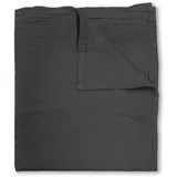 biberna 0480100 Musselin Tagesdecke 150 x 200 cm Grau/Schwarz