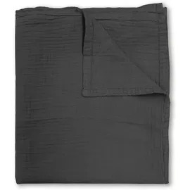 biberna 0480100 Musselin Tagesdecke 150 x 200 cm Grau/Schwarz