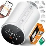 Kesser Heizkörperthermostat Heizungsregler Heizungsthermostat WLAN Smart Home App Steuerung Alexa, Google Assistant mit 6 Heizkörperventile rund Weiß