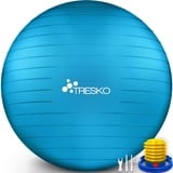 TRESKO Gymnastikball mit GRATIS Übungsposter inkl. Luftpumpe - Yogaball BPA-Frei | Sitzball Büro | Anti-Burst | 300 kg,Blau,85cm (für Körpergröße über 185cm)