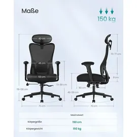 Songmics Bürostuhl Polyester Schwarz
