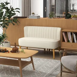 Homcom 2-Sitzer Stoffsofa Polstersofa Loungesofa breit Cremeweiß