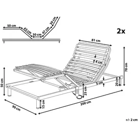 Beliani Lattenrost elektrisch verstellbar 2er Set COMFORT 180 x 200 cm Silber