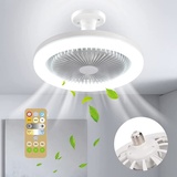 YUYTE Lampe mit Ventilator, Deckenventilator Mit Beleuchtung und Fernbedienung, 36W LED Lampe und Leiser Deckenventilator, Ideal für Wohnzimmer und Schlafzimmer, E27 Converter Base