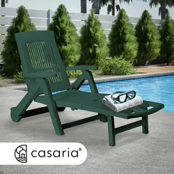 CASARIA® Sonnenliege Klappbar Mit Rollen 5-Verstellbar Liegestuhl Kunststoff Grün