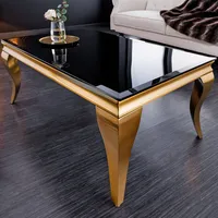 Eleganter Couchtisch MODERN BAROCK 100cm schwarz Opalglas goldene Beine, Tisch