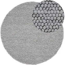 Teppich CARPETFINE "Calo", grau, H:16mm Ø:80cm, Wolle, Polyester, Teppiche, Handweb Teppich, Uni-Farben, meliert, handgewebt, 70% Wolle