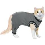 Op Body Katze, Katzenbody nach Op für Hündin und Katze, Rüde, Leckschutz, Schutz für Hinterbeine, Beinschutz hinten (Grau, XL)