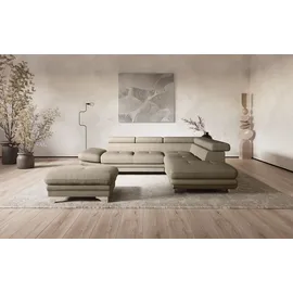 Cotta Ecksofa COTTA "Enterprise L-Form", beige, B:277cm H:91cm T:104cm, Softlux-Kunstleder;Luxus-Kunstleder, Sofas, Ecksofa, mit Arm- & Kopfteilverstellung, wahlweise mit Bettfunktion