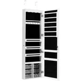 Goplus Schmuckschrank mit Led-beleuchtung, Schmuckregal mit Spiegel, Spiegelschrank Schmuckorganizer,wandmontage/türmontage, Magnetverschluss, mit Regalen & Schubladen, Weiß