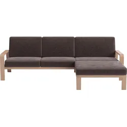 Ecksofa SIT & MORE "Kolding L-Form", braun, B:264cm H:91cm T:178cm, 100% Polyester, Sofas, Armlehnen aus Buchenholz in natur, verschiedene Bezüge und Farben