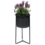 DanDiBo Ambiente DanDiBo Blumenhocker mit Topf Metall Schwarz Grau S 45 cm Blumenständer 96049 Blumensäule Modern Pflanzenständer Pflanzenhocker