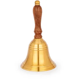 Nklaus Handglocke aus Messing mit Holzgriff 18x8,5cm Tischglocke Nautische Dekoration 11584