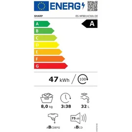 Sharp ES-NFB814CWA-DE Waschmaschine (8 kg, 1330 U/min)