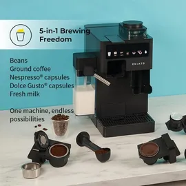 chiato coffeePLAY 5-in-1 Espressomaschine mit Mahlwerk und Milchsystem - Schwarz
