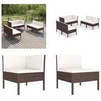 vidaXL 6 tlg. Garten Lounge Set mit Auflagen Poly Rattan Braun - Garten-Sofagarnitur - Garten-Sofagarnituren - Gartensofa-Set - Gartensofa-Sets - Braun