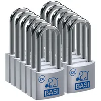 Basi - Vorhangschloss - SET - 12x VHS 630H - 40 mm - Gleichschließend - Bügelhöhe - 63 mm - inkl. 2 Schlüssel pro Schloss - Aluminiumgehäuse