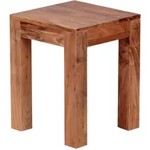 FineBuy Beistelltisch Braun Akazie 35 x 35 x 45 cm