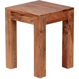 FineBuy Beistelltisch Braun Akazie 35 x 35 x 45 cm