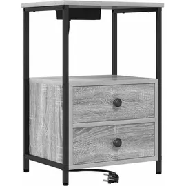 vidaXL Nachttisch mit Ladestation 2 pcs Grau Sonoma Holzwerkstoff