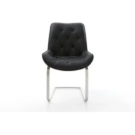 DeLife Taimi-Flex Echt-Leder Schwarz Freischwinger flach Edelstahl