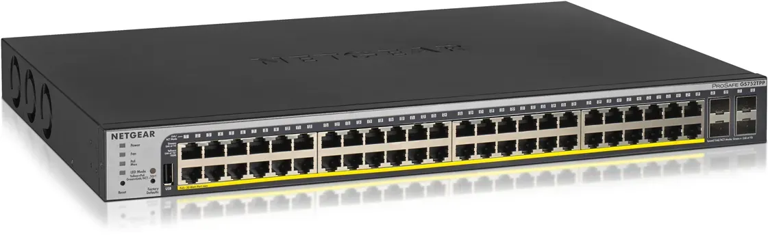 Netgear GS752TPP 48 Port Gigabit Switch 1000 Mbit/s, managed, VLAN Support, an Rack montierbar