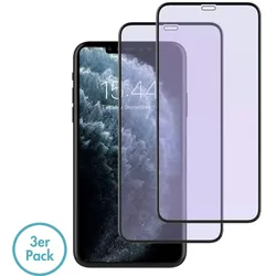MonkeyTEC 3er-Set Displayschutzfolie 9H Augenschutz Anti-Blaulicht für empfindliche beanspruchte Augen Apple iPhone