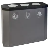 PROREGAL Abfallsammler mit Edelstahl-Einwurfklappe & Touchless-Öffnung, 3x45L, HxBxT 83x95x35,5cm, inkl. Ladegerät, Eisenglimmer, Abfallbehälter