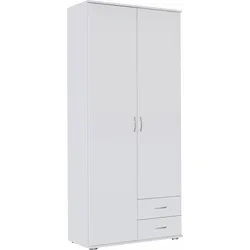 Kleiderschrank RAUCH "Twin Schrank Garderobenschrank Schlafzimmerschrank Topseller", weiß, B:85cm H:188cm T:52cm, Schränke, Drehtürenschrank Kleiderschrank, Drehtürenschrank mit 2 Schubladen Bestseller Kleiderschrank