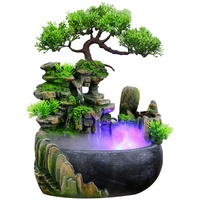 Zimmerbrunnen LED Tischbrunnen mit Beleuchtung Tisch Zimmer Wasser Farbwechsel Springbrunnen Led Beleuchtung Zen Meditation Wasserfall