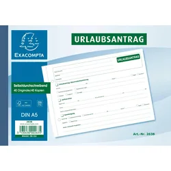 Exacompta 263B 10x Buch mit Urlaubsanträgen, DIN A5, 2x40 Blatt - Motiv