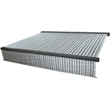 Mendler Elektrische Vollkassetten-Markise T124, 5x3m ausfahrbarer Volant Polyester Grau/Weiß, anthrazit