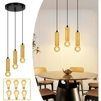Nettlife Hängeleuchte Schwarz Gold E27 3 Flammig Esstisch Pendelleuchte Industrial Metall, Höhenverstellbar, LED wechselbar-mit Leuchtmittel, Wohnzimmerlampe Schlafzimmer Küche Flur schwarz Rund