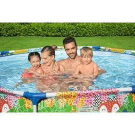 BESTWAY Steel Pro Paradise Frame Pool rund 274 x 66 cm bunt